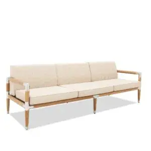 Marina Teak Triple Armchair - Zebrano Outdoor teak detailed outdoor armchair