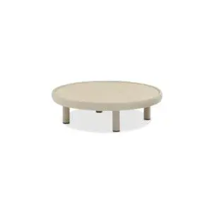 Cloud Orta Sehpa 80 cm Zebrano Outdoor Bej Yuvarlak Tablalı Krem Metal Ayaklı Minimal Bahçe Mobilyası