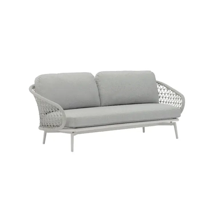 Cuddle Double Armchair Zebrano Outdoor Light Gray Wicker Weave Textured Modern Garden Furniture