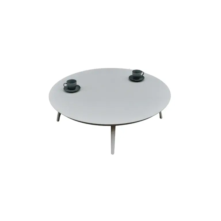 Petal Center Coffee Table Zebrano Outdoor White Round Top Wooden Legs Minimal Garden Furniture