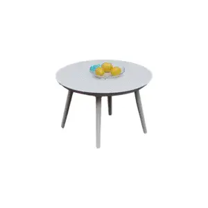 Petal Yan Sehpa Zebrano Outdoor Beyaz Yuvarlak Tablalı Ahşap Ayaklı Minimal Bahçe Mobilyası