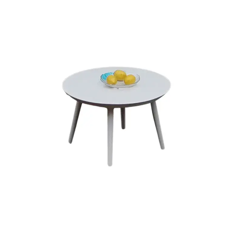 Petal Side Table Zebrano Outdoor White Round Top Wooden Legs Minimal Garden Furniture