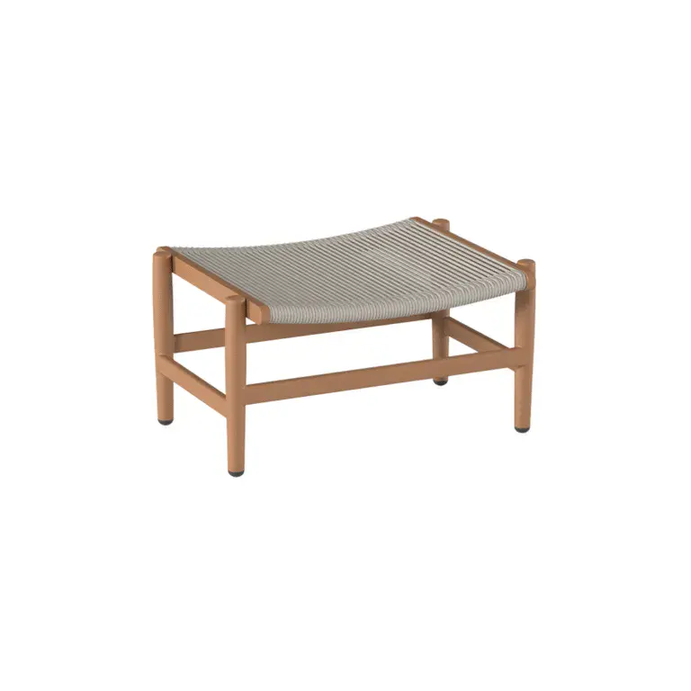 String Puf Zebrano Outdoor Ahşap Çerçeveli İp Örgü Dokulu Doğal Bahçe Mobilyası