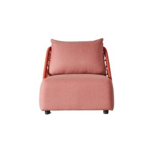 V-Sofa Tekli Koltuk Zebrano Outdoor Pudra Pembe Kumaş Kaplı Modern Bahçe Mobilyası