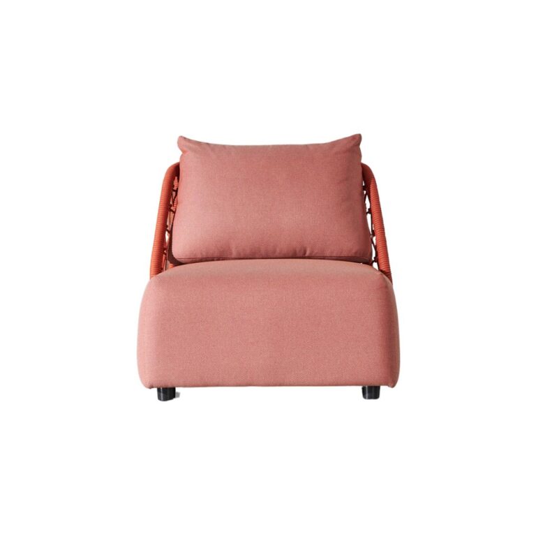 V-Sofa Tekli Koltuk Zebrano Outdoor Pudra Pembe Kumaş Kaplı Modern Bahçe Mobilyası