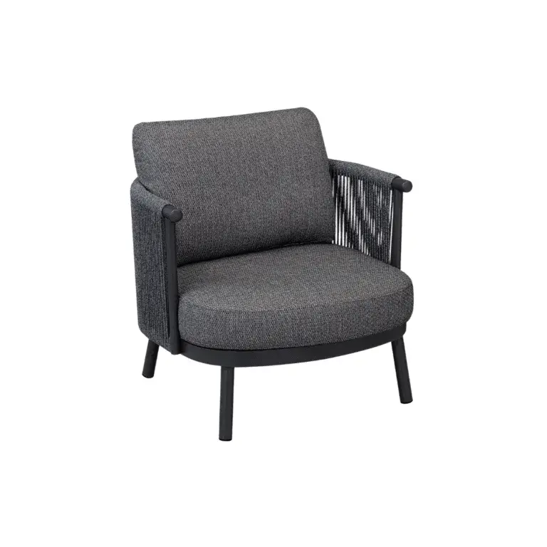Vatican Alu Single Armchair Zebrano Outdoor Anthracite Gray Weave Detailed Modern Garden Furniture