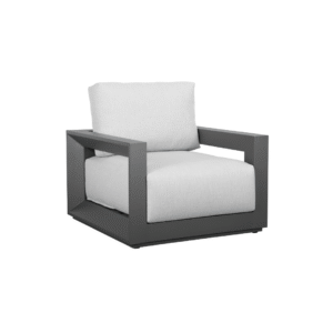 Zeus Single Armchair Zebrano Outdoor Anthracite Metal Frame Modern Garden Furniture with White Cushions