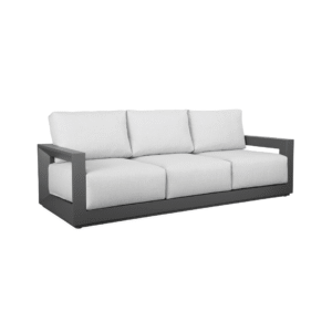 Zeus Triple Armchair Zebrano Outdoor Anthracite Metal Frame Modern Garden Furniture with White Cushions