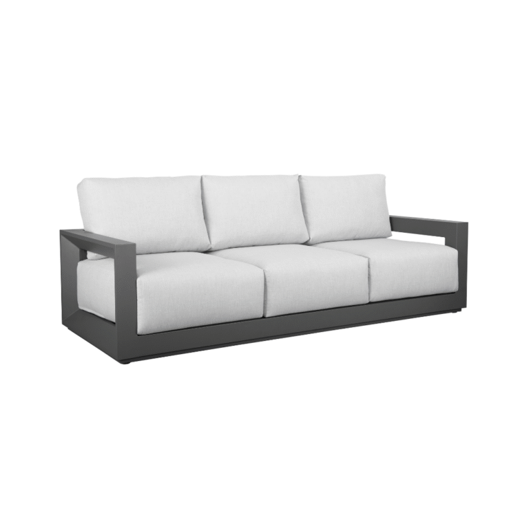 Zeus Üçlü Koltuk Zebrano Outdoor Antrasit Metal Çerçeveli Beyaz Minderli Modern Bahçe Mobilyası