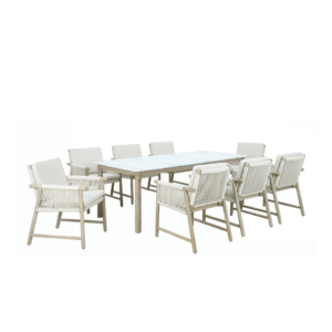Zulu Table Zebrano Outdoor Outdoor Wooden Framed Natural Garden Furniture with White Table