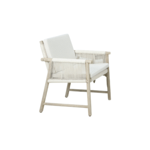 Zulu Chair Zebrano Outdoor Outdoor Wooden Framed Natural Garden Furniture with Rope Weave Detailed White Cushions